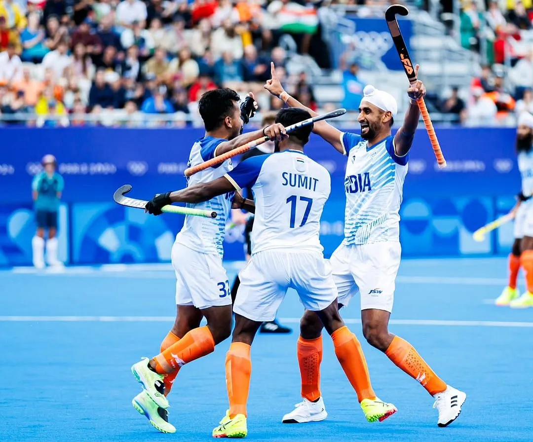 India Hockey Team celebrate win at Paris Olympics 2024. Image: Instagram.com/weareteamindia 
